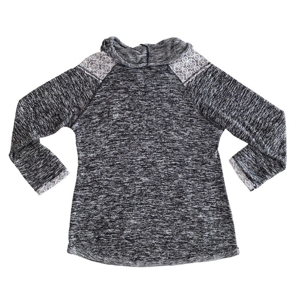 Chance or Fate XL Lightweight Sweater Hoodie Cowl Neck Gray Lace Roll up Sleeves - Picture 6 of 12